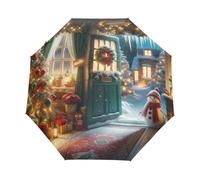 GAIREG Parapluie bonhomme de neige arbre de Noël pour pluie, parapluie pliable à ouverture automatique et fermeture automatique, idéal pour voiture, sac à main, homme et femme, taille unique