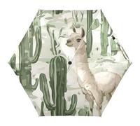 GAIREG Parapluie compact, taille compacte pour sac à dos/sacs à main, parapluies de voyage pour soleil, mignon lama vert cactus