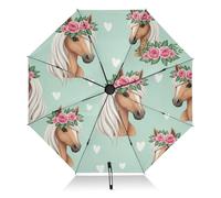 GAIREG Parapluie pliable avec crinière de cheval - Ouverture automatique - Coupe-vent - Compact - Pour le soleil et la pluie