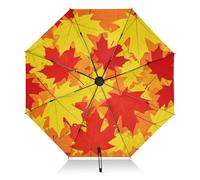 GAIREG Parapluie pliable en feuilles d'érable - Automne - Ouverture automatique - Compact - Pour le soleil et la pluie - Coupe-vent - Imperméable - Portable