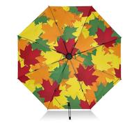 GAIREG Parapluie pliable en feuilles d'érable d'automne, parapluie de voyage compact à ouverture automatique pour la pluie et le soleil, coupe-vent et imperméable