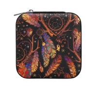 GAIREG Petite boîte à bijoux de voyage en cuir synthétique avec attrape-rêves pour bague, boucles d'oreilles, collier, style tribal bohème