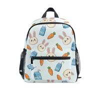 GAIREG Sac à dos de voyage pour filles et garçons, mignon visage de lapin de dessin animé avec étiquette nominative, petits sacs à dos pour enfants, Visages de lapin mignons, 6-8 Years, Sacs à dos