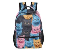 GAIREG Sac à dos d'école, léger et léger Motif dauphins sous-marins Bleu, Chats noirs, bleus, roses, oranges, Small, Sac à dos d'école décontracté | Sac à dos d'école intérieur à quatre poches pour filles, léger à transporter au quotidien