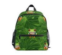 GAIREG Sac à dos grenouille vive vert tropical pour garçons et filles, petits enfants, sacs à dos préscolaire pour la maternelle, Grenouille verte tropicale vibrante, 6-8 Years, Sacs à dos mignons