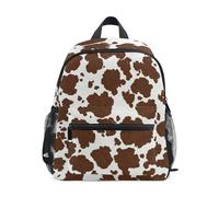 GAIREG Sac à dos marron texturé en cuir de vache avec étiquette nominative, mini sacs à dos pour enfants préscolaires et maternelles, Texture peau de vache Marron 2, 6-8 Years, Sacs à dos mignons