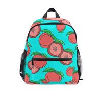 GAIREG Sac à dos mignon avec étiquette nominative, motif pêche turquoise, mini sac à dos d'école, sac à dos de voyage, sac à dos, Jolies pêches turquoises, 3-5 Years, Sacs à dos mignons