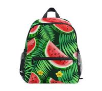 GAIREG Sac à dos pour enfant motif pastèques tropicales vertes et rouges avec étiquette nominative, cartable de voyage, Pastèques rouges vertes tropicales, 3 à 5 ans, Sacs à dos mignons