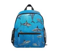 GAIREG Sac à dos pour enfants filles et garçons, requins sous-marins, sacs à dos d'école avec étiquette nominative, sac à dos de voyage, 3 à 8 ans, Requins sous l'eau, Medium, Sacs à dos mignons