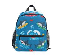 GAIREG Sac à dos pour petit garçon avec étiquette nominative, motif animaux marins et requins, Dessin animé animaux marins requins, 3-5 Years, Sacs à dos mignons