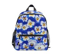 GAIREG Sac à dos pour tout-petits filles et garçons, petites pensées bleues et blanches, petit sac à dos pour garçons avec étiquette nominative, Fleurs de pensées bleues et blanches, 6-8 Years, Sacs