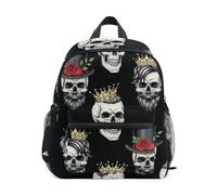 GAIREG Sac à dos pour tout-petits filles et garçons, sac à dos de voyage drôles de crânes noirs avec étiquette nominative, mini sacs à dos pour enfants, Crânes drôles Noir, 6-8 Years, Sacs à dos