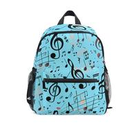 GAIREG Sac à dos pour tout-petits filles garçons, notes de musique, cartable bleu pour enfants avec étiquette nominative, 3-8 ans, Notes de musique bleues, Small, Sacs à dos mignons