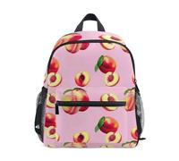 GAIREG Sac à dos rose doux pour tout-petits filles garçons petits enfants avec étiquette nominative, 3 à 8 ans, Pêches mûres feuilles vertes rose pâle, Small, Sacs à dos mignons