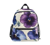 GAIREG Sac à dos vintage pour petite fille avec étiquette nominative, mini sac à dos d'école, sac à dos de voyage violet, Pensée Vintage Violet, S