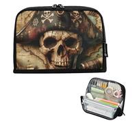 GAIREG Trousse à crayons avec rabat magnétique et motif carte au trésor de pirate pour l'école, le bureau, les voyages