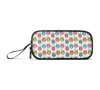GAIREG Trousse à crayons pour adultes Motif chouette colorée Blanc | Trousse à crayons pour l'université, large ouverture et fermeture éclair, avec une large ouverture plate