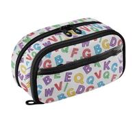 GAIREG Trousse à stylos blanche avec lettres de l'alphabet colorées, deux | Grande trousse à crayons pour l'organisation de bureau, avec un design en PVC à double fenêtre, deux compartiments et des