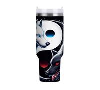GAIREG Yin Yang Ice Wolf Gobelet de 1134 g avec anse en acier inoxydable avec paille