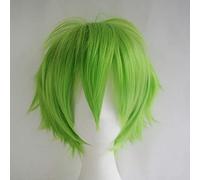 Gairyan Perruque Verte Femme Perruque Courte Cheveux Anime Cosplay Perruque Halloween Perruque pour Femme Hommes Droite Bouclés Raides Synthétique Perruque Costume Fête Party Carnaval Unisexe Wig