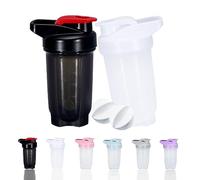 GAISHION Lot de 2 bouteilles shaker protéinées et shaker de 300 ml avec boules fouet, ensemble de shakers protéinés en plastique sans BPA (noir + blanc)