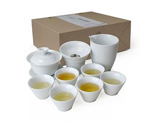 Gaiwan Service à thé chinois Gongfu en porcelaine blanche avec coffret cadeau (tasse douli)