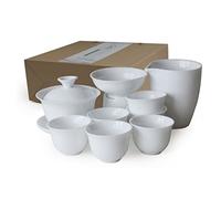 Gaiwan Service à thé chinois Gongfu en porcelaine blanche avec coffret cadeau (tasse Jiangjun)
