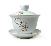 Gaiwan Tasse à thé en porcelaine émaillée blanche avec couvercle Sancai chinois 236,8 g
