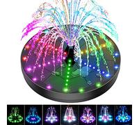 GAIZERL Fontaine solaire 2023, 4 W, fontaine à eau solaire avec 7 buses et 4 fixations, 4000 batteries, lumières LED colorées pour jardin, piscine, étang et décoration extérieure