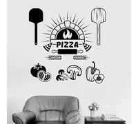 GAIZHEWO Creative Pizza Logo Ingrédients Vinyle Autocollant Mural Restaurant Italien Cuisine Restaurant Fast Food Restaurant Pizza Shop AmoviblePapier Peint