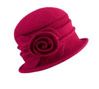 Gajaous Béret français pour femme - Chapeau cloche vintage en laine florale - Chapeau classique des années 1920, A, taille unique