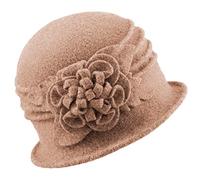 Gajaous Béret français pour femme - Chapeau cloche vintage floral en laine - Style classique des années 1920, B kaki., Taille unique