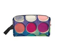 GaJher Grande trousse de maquillage de voyage - Trousse de toilette ronde réutilisable avec palette de couleurs imprimée, organiseur portable pour maquillage, essentiels quotidiens, blanc, taille