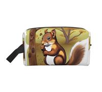 GaJher Grande trousse de toilette de voyage - Réutilisable - Imprimé écureuil carnivore - Trousse de toilette - Double kit - Organiseur portable pour maquillage - Essentiels quotidiens - Blanc -