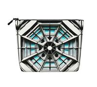 GaJher Octagon Building Trousse de maquillage en faux chanvre - Votre solution unique pour les produits de toilette de voyage et le rangement quotidien des cosmétiques - Pochette à fermeture éclair,