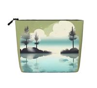 GaJher Tranquil Lakes Trousse de maquillage en faux chanvre - Votre solution unique pour le rangement de produits de toilette de voyage et de cosmétiques quotidiens - Pochette à fermeture éclair,