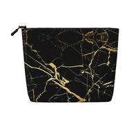 GaJher Trousse de maquillage en faux chanvre marbré noir et doré - Votre solution unique pour les produits de toilette de voyage et le rangement quotidien des cosmétiques - Pochette à fermeture