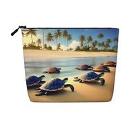 GaJher turtles on the beach Trousse de maquillage en faux chanvre - Votre solution unique pour les produits de toilette de voyage et le rangement quotidien des cosmétiques - Pochette à fermeture