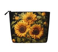 GaJher with the yellow sunflower Fake Hemp Makeup Bag - Your One-Pack Solution for Travel Toiletry & Daily Cosmetics Storage - Zipper Pouch - Black, One Size, Noir/blanc, One Size
