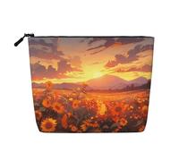 GaJher Yellow Sunflowers at sunset Fake Hemp Makeup Bag - Votre solution unique pour les produits de toilette de voyage et le rangement quotidien des cosmétiques - Pochette à fermeture éclair, noire,