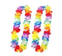 GAJUS 2Pcs-Hawaiian Fleurs Guirlande Colliers Hawaien Fleurs Hawaien Lei Luau Fleurs Coloré Colliers，Multicolore Tropical Décoration Plage Mariage Anniversaire, Pique-Nique Fête à la