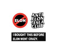 GAJUS 3 autocollants anti-Elon Musk pour pare-chocs Tesla, autocollants vinyle anti-Elon Musk amusants, autocollants pour pare-chocs de voiture