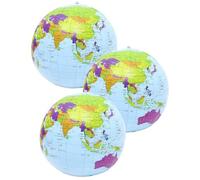 GAJUS 3 Pcs Globe Gonflable en PVC, Globe du Monde pour Plage, École, Bureau - Éducatif pour Enfants et Adolescents - 40,6 cm Avant Gonflé, 30,5 cm Après (Couleur Unique)