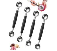 GAJUS 4 Pcs Melon Baller Cuillère à Boule Double Face en Acier Inoxydable avec Poignée Ergonomique pour Fruits Melon Pastèque Glace Pâtisserie cuillere a melon boule melon cuillere parisienne melon
