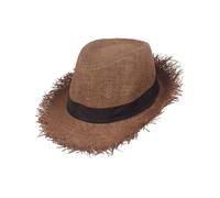 GAJUS Straw Fedora Hat Panama Hat Wide Brim for Women with Frayed Edge Summer Beach Sun Protection Foldable Packable Cowboy Style for Travel Outdoor Vacation Gardening and Festivals