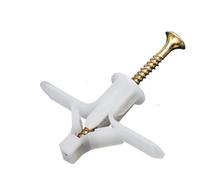 GAJUST Lot de 100 boulons d'expansion de type avion en nylon pour plaque de plâtre en bois de brique creuse, ancrage pour cloison sèche, cheville en plastique (couleur : blanc)