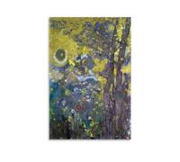 GAJUST Odilon Redon Trees Poster Arbres sur fond jaune peint par Odilon Redon en 1901, impression sur toile, sans cadre, 20 x 30 cm