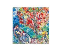 GAJUYL Affiche de peinture célèbre Marc Chagall - Art mural couple sous un arbre - Impression sur toile - Décoration d'intérieur - Sans cadre - 50 x 50 cm