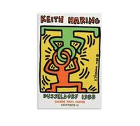 GAJUYL Keith Haring Poster Pop Art Keith Haring Düsseldorf 1988 - Impression sur toile - Décoration d'intérieur - Sans cadre - 50 x 75 cm