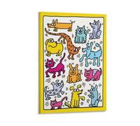 GAJUYL Keith Haring Poster Pop Art The Humane Society of Broward County 1987 - Impression sur toile - Décoration d'intérieur - Cadre - 60 x 90 cm